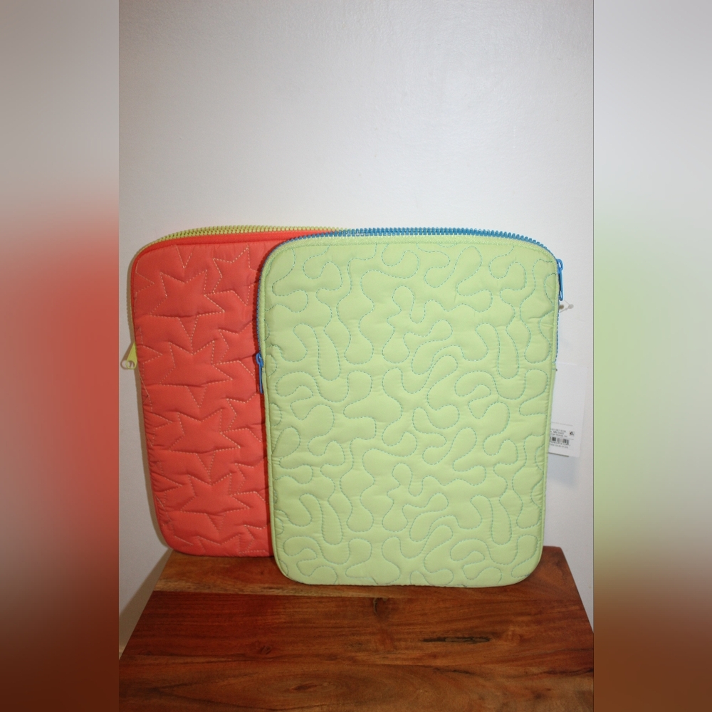 Quilted Laptop Sleeves in Coral and Light Green